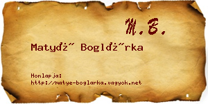Matyé Boglárka névjegykártya
